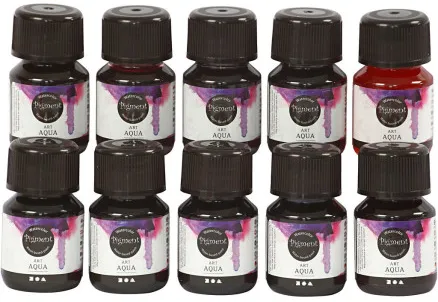 Nestemäinen vesiväri, lajitelma värejä, 30 ml/10 kpl.