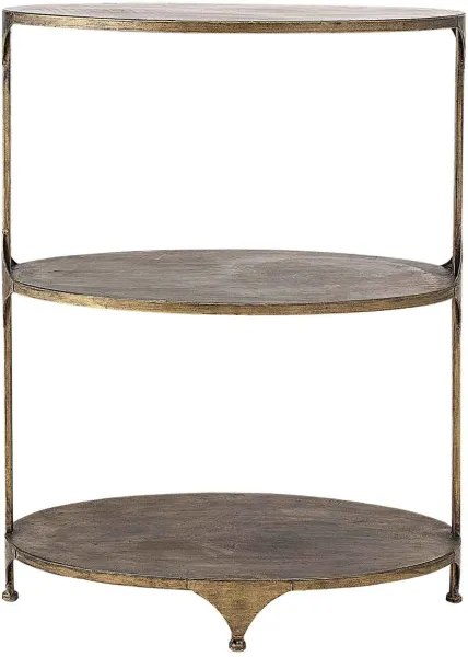 CREATIVE COLLECTION baaripöytä - messinkimetalli, 2 hyllyä, ovaali