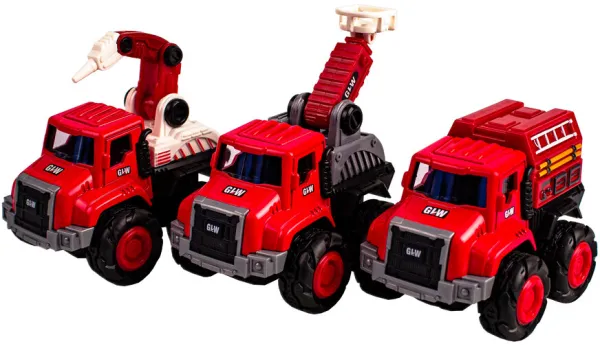 Metallisia paloautoja, joissa on inertia-moottori, 3 kpl.