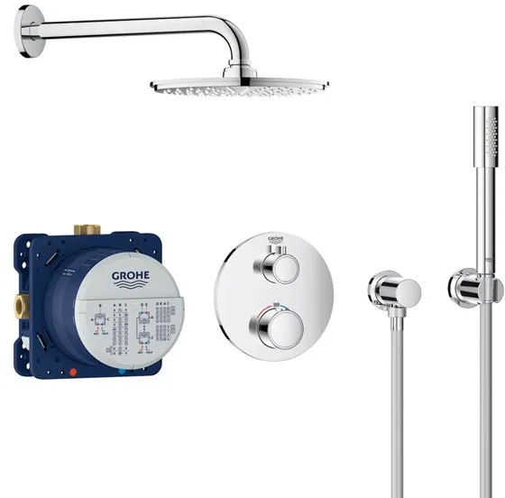 Grohe Grohtherm suihkusarja Rainshower Cosmopolitan 210:llä, kromi