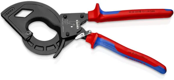 Knipex Kaapelileikkuri (räikkäperiaate, 3-vaiheinen) musta atramentoitu, monikomponenttikahvalla 320 mm