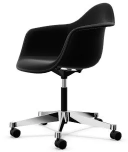 Vitra Eames Plastic PACC Toimistotuoli kääntyvällä jalustalla Täysin verhoiltu Musta/Hopsak F60