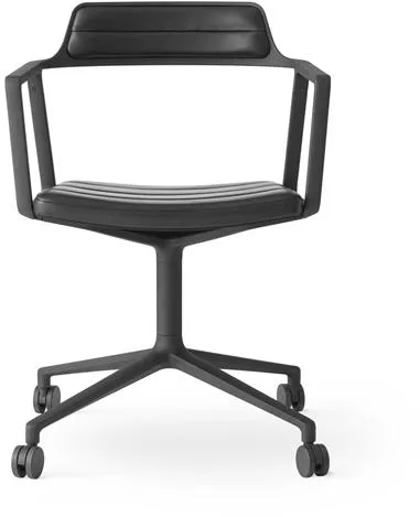 Vipp 452 Pyörivä tuoli pyörillä Musta nahka