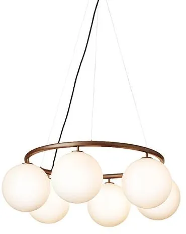 Nuura Miira 6 Pyöreä kattokruunu Tummanpronssi/Opalivalkoinen