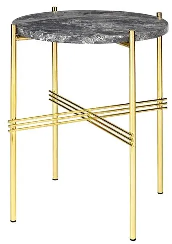 GUBI TS Sivupöytä Pyöreä Ø40 Messinki/Harmaa Emperador Marmori