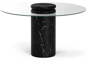 Karakter Castore Ruokapöytä Ø130 Nero Marquina Marmori/Kirkas Lasi